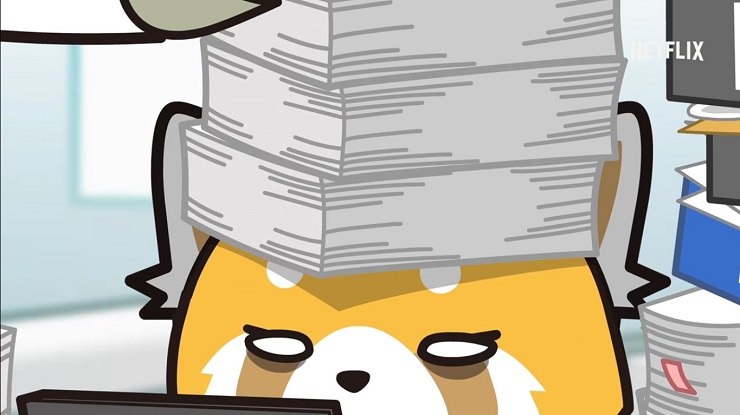 Una scena tratta da un episodio di Aggretsuko