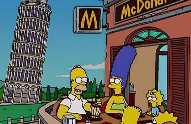 I Simpson a Pisa durante uno dei loro viaggi